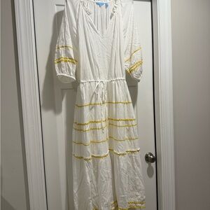 Draper James White Dress with Yellow Accents